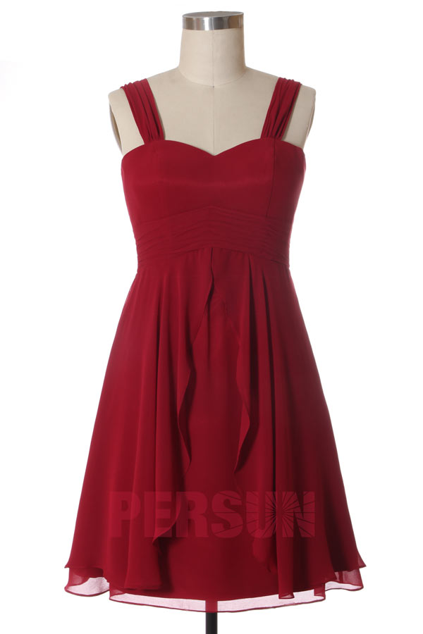 Chiffon Ruffles Shoulder Straps Short Formal Dress