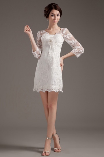 Dressesmall Vintage Lace Embroid Short Mini Wedding Dress