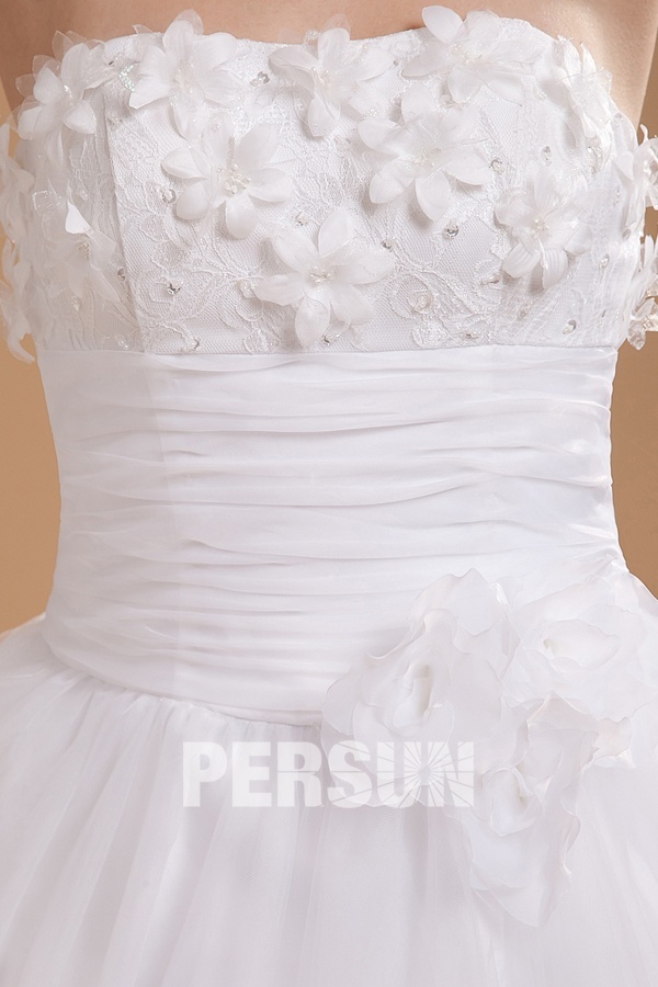 Organza Strapless Tea Length Mini Formal Gown