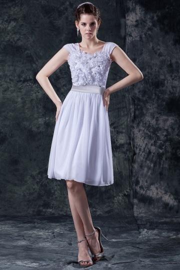 Chiffon Embroidery Flower Short Mini Prom Dress