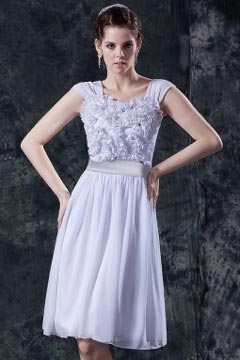 Chiffon Embroidery Flower Short Mini Formal Dress