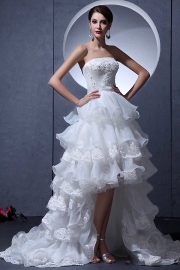 Lowestoft Yarn Asymmetric Strapless Ruffle Bridal Gown Wedding Dress Persun