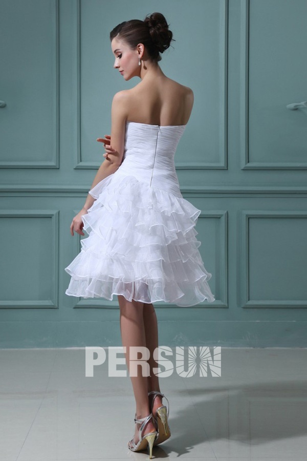 Beading Organza Layered Short Formal Gown