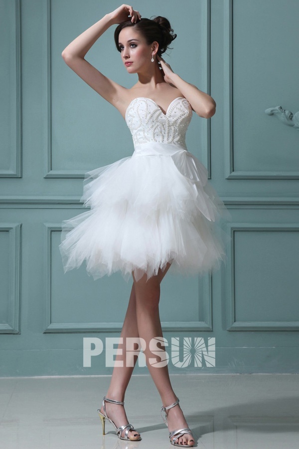 Yarn Sweetheart Beading Tulle Short Formal Gown