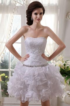 Cheap Beading Embroidery Short Organza Formal Dress