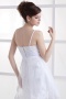 Satin Tulle Lace Sash Spaghetti Straps Short Formal Gown