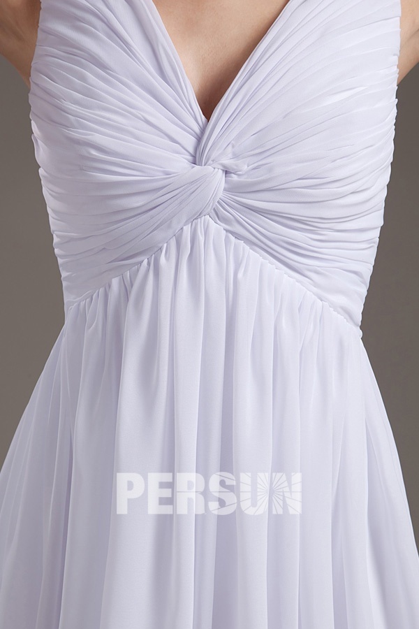 Chiffon V neck Tea Length Formal Gown Persun