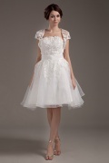 Strapless Ruffle Sash Short Bridal Gown Wedding Dress