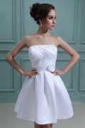 Satin Strapless Ruffle Formal Ball Gown