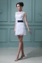 Flowers Lace Sleeveless Bateau Short & Mini Formal Gown