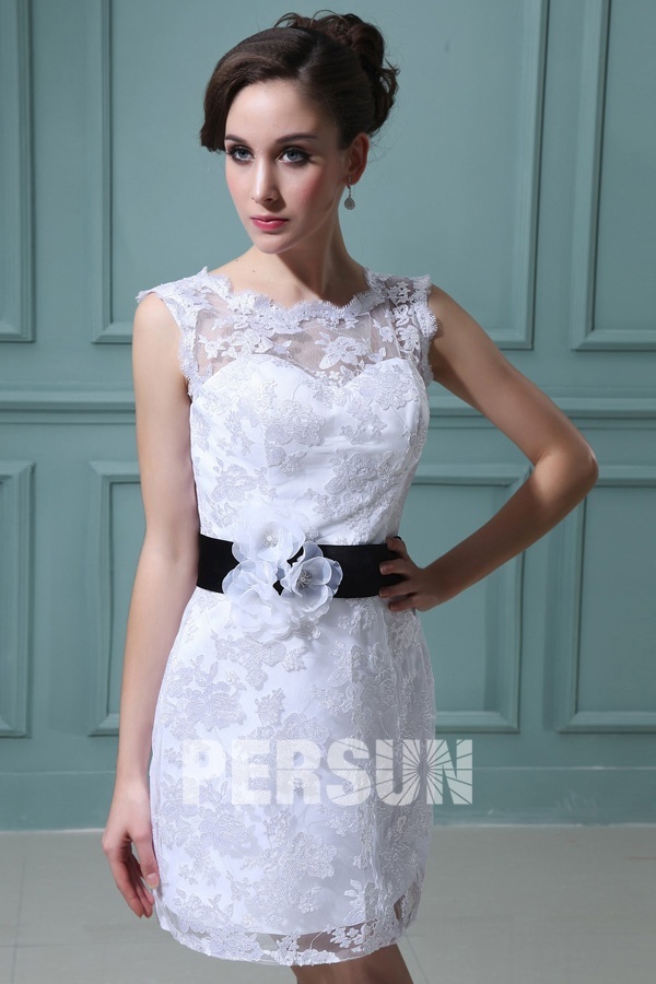 Flowers Lace Sleeveless Bateau Short & Mini Formal Gown