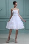 Simple Organza Strapless Flowers Short Formal Gown
