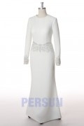 Schlichtes weißes langes Rund-Ausschnitt Brautkleider