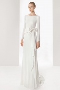 Chic Etui-Linie Rund-Ausschnitt Ivory Brautkleider mit Ärmeln