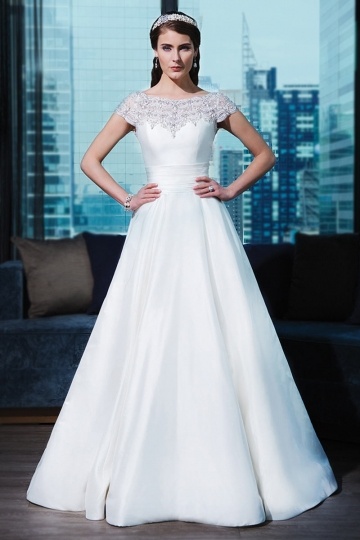 Dressesmall Gorgeous Satin Scoop Princess Style Ivory Bridal Dress