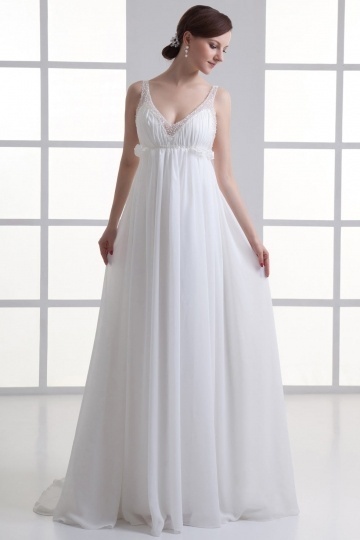 Schönes langes V-Ausschnitt Empire Brautkleider aus Chiffon Persun