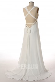 Sexy A-Linie V-Ausschnitt ivory Empire Brautkleider, Abendkleider aus Chiffon
