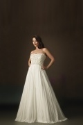 Weddingbuy Chiffon Backless A Line Pleats Ivory Wedding Dress