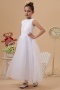 Royal Tea length Bateau Organza Sleeveless White Flower Girl Dress
