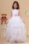 Royal A line Sleeveless Organza Natural waist Sash White Flower Girl Dress
