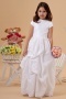 Bateau Sleeved Pick up skirt White Flower Girl Dress