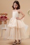 Organza Tea length Royal Ball gown Pleats Tiers Flower Girl Dress