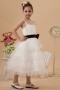 Ball gown Tulle Tea length Strap Sash Tiers Flower Girl Dress