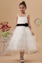 Ball gown Tulle Tea length Strap Sash Tiers Flower Girl Dress