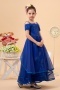 Organza Tea length Short sleeve Tiers Flower Girl Dress