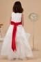 Sleeveless Organza White Bow Flower Girl Dress with Sash