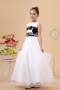 Sleeveless White Organza Flowers Flower Girl Dress with Lace
