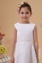 Natural waist Bateau Sleeveless White Tulle Flower Girl Dress with Appliques