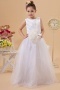 Ball gown Tulle White Chic Sleeveless Flower Girl Dress with Appliques