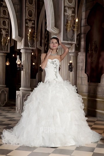Ball gown Wedding dress with ruffle skirt and appliques Persun