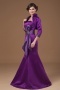 Modern Trumpet Purple Satin Long Flower Mother Of The Bride Dress