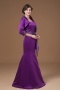 Modern Trumpet Purple Satin Long Flower Mother Of The Bride Dress