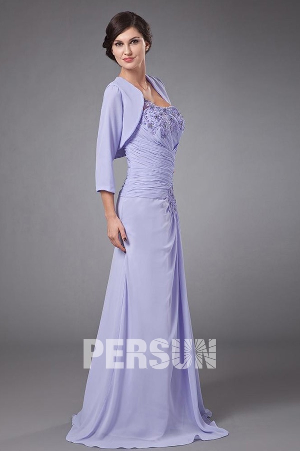 Chic One Shoulder Long Purple Mother of The Bride Dress With Jacket