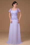 Classic Lavender Chiffon Square Embroidery Long Mother of The Brides Dress