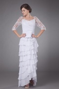 Sweetheart Lace Applique Ruffle Delicate Beautiful Chiffon Mother of the Bride Dress