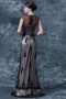 Elegant Black Tulle Sheath A Line Square Long Evening Dress