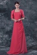 Classic Chiffon Straps Beading A line Long Mother of the Bride Dress