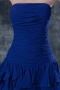 Simple Chiffon Strapless Blue A Line Flouncy Long Evening Dress