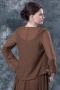 Simple Chiffon Brown Square A Line Evening Dress With Sleeves