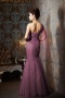Tulle Trumpet One Shoulder Long Pleated Mother Dress with Lace Appliques