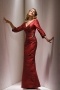 Elegant full length Taffeta sheath V neck red tone Mother of the Bride Dress in Fashion Design
