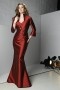 Elegant Taffeta V Neck Mermaid Full Length Red tone Mother of the Bride Dress(including the coat)