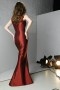 Elegant Taffeta V Neck Mermaid Full Length Red tone Mother of the Bride Dress(including the coat)