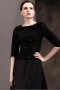 Fantastic Lace&Satin A line Round Neckline Half Sleeves Floor length Mother of the Bride Dress