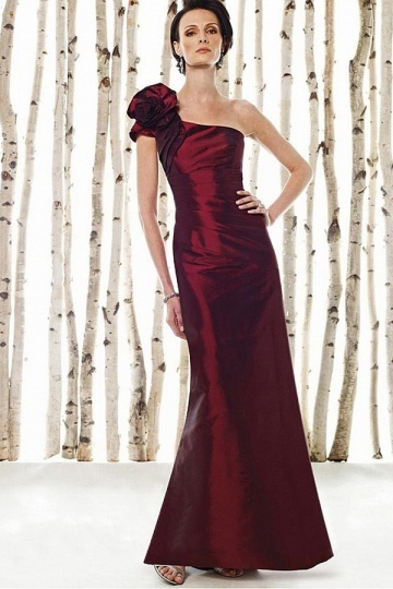 Fabulous Taffeta Sheath One Shoulder Red evening Dress UK