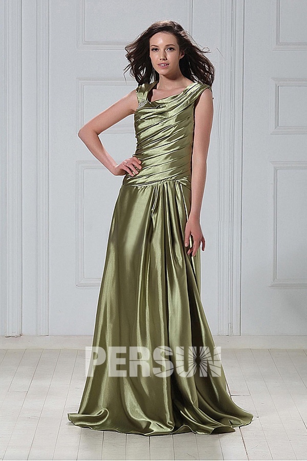 Fabulous Stretch Satin A Line Scoop Neckline Floor length Beadings Mother of the Bride Dress
